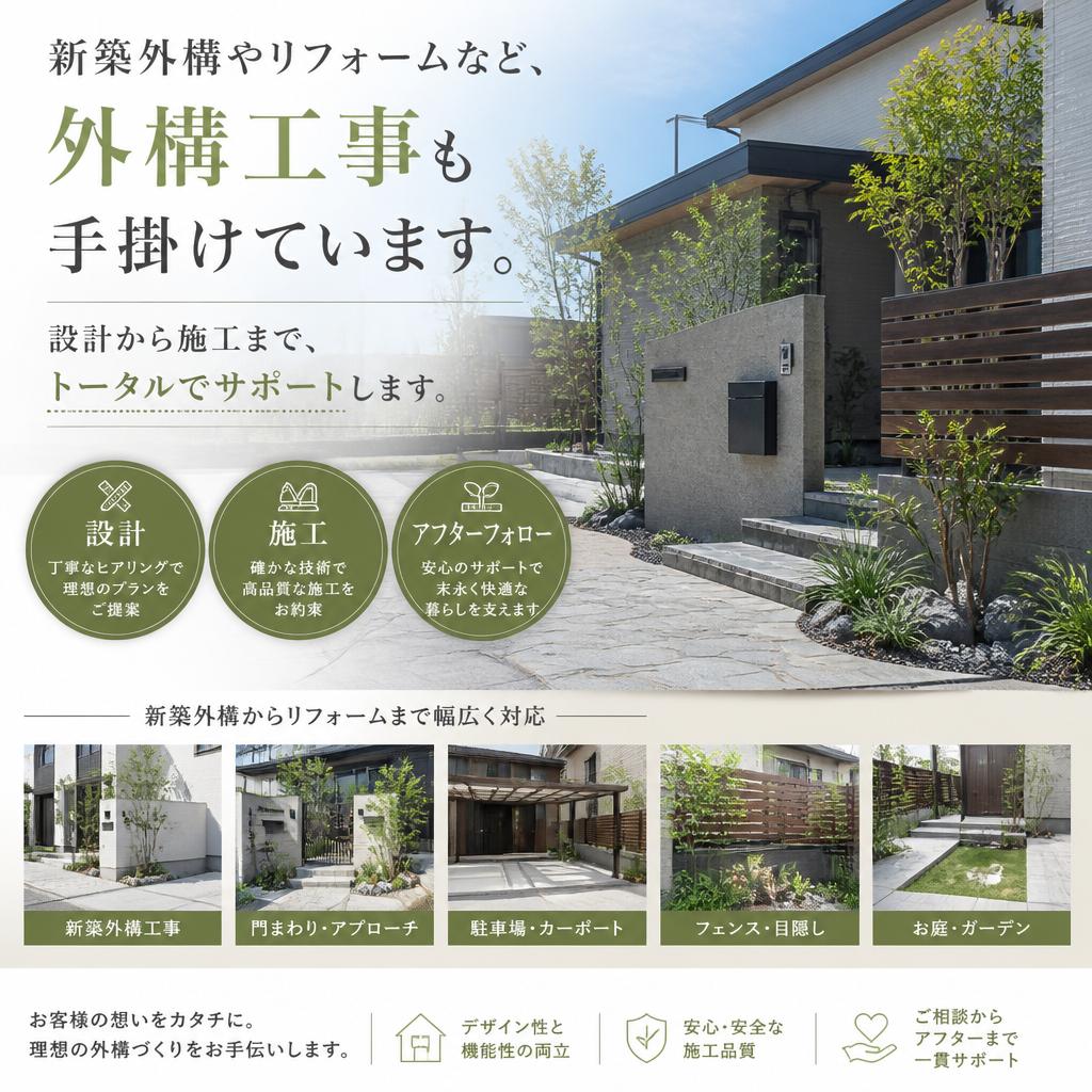 外構工事も一貫対応！